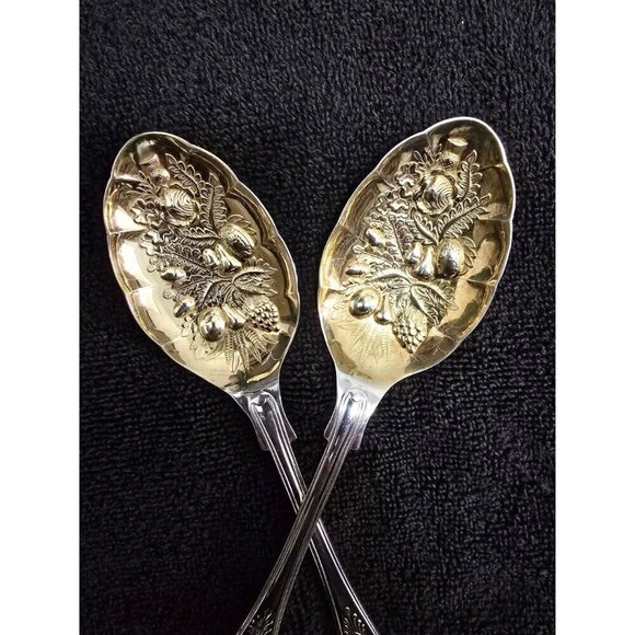 EPNS AL Sheffield England Set of Kings Berry Spoons Gold & Silver plated 9" - Picture 3 of 7